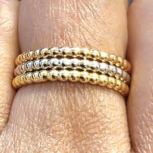 💕 18k Tricolor Gold Bubble Ring- Size 7